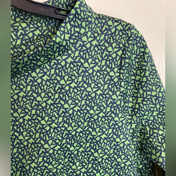 New COS stand collar a line poplin dress Kelly Green navy blue Patterned Dress 8 - Picture 15 of 16
